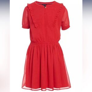 NWT Tommy Hilfiger dress size S(7) red with shimmery pin stripes
